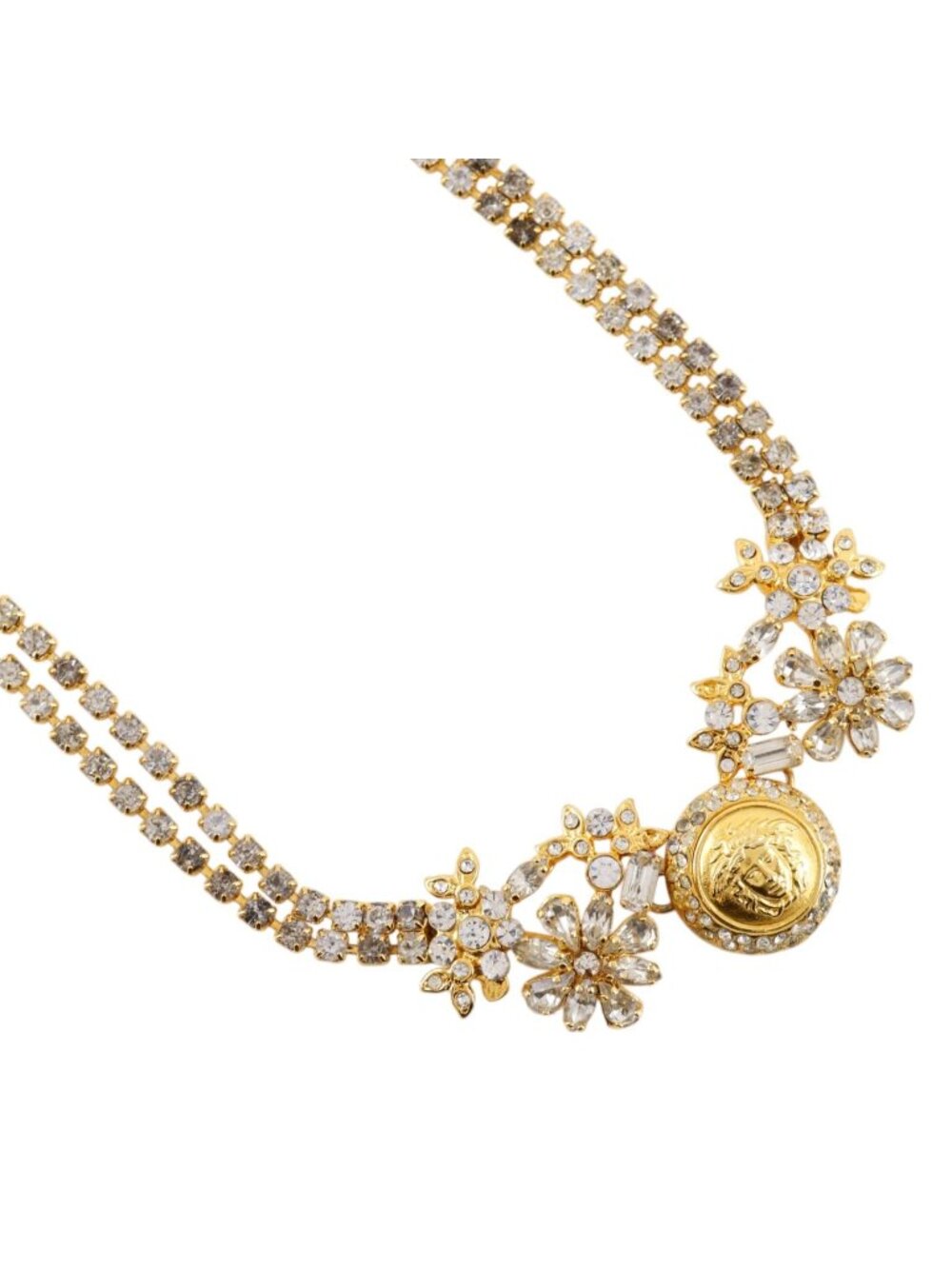 Versace Gianni Medusa Gold Plated Rhinestone Necklace